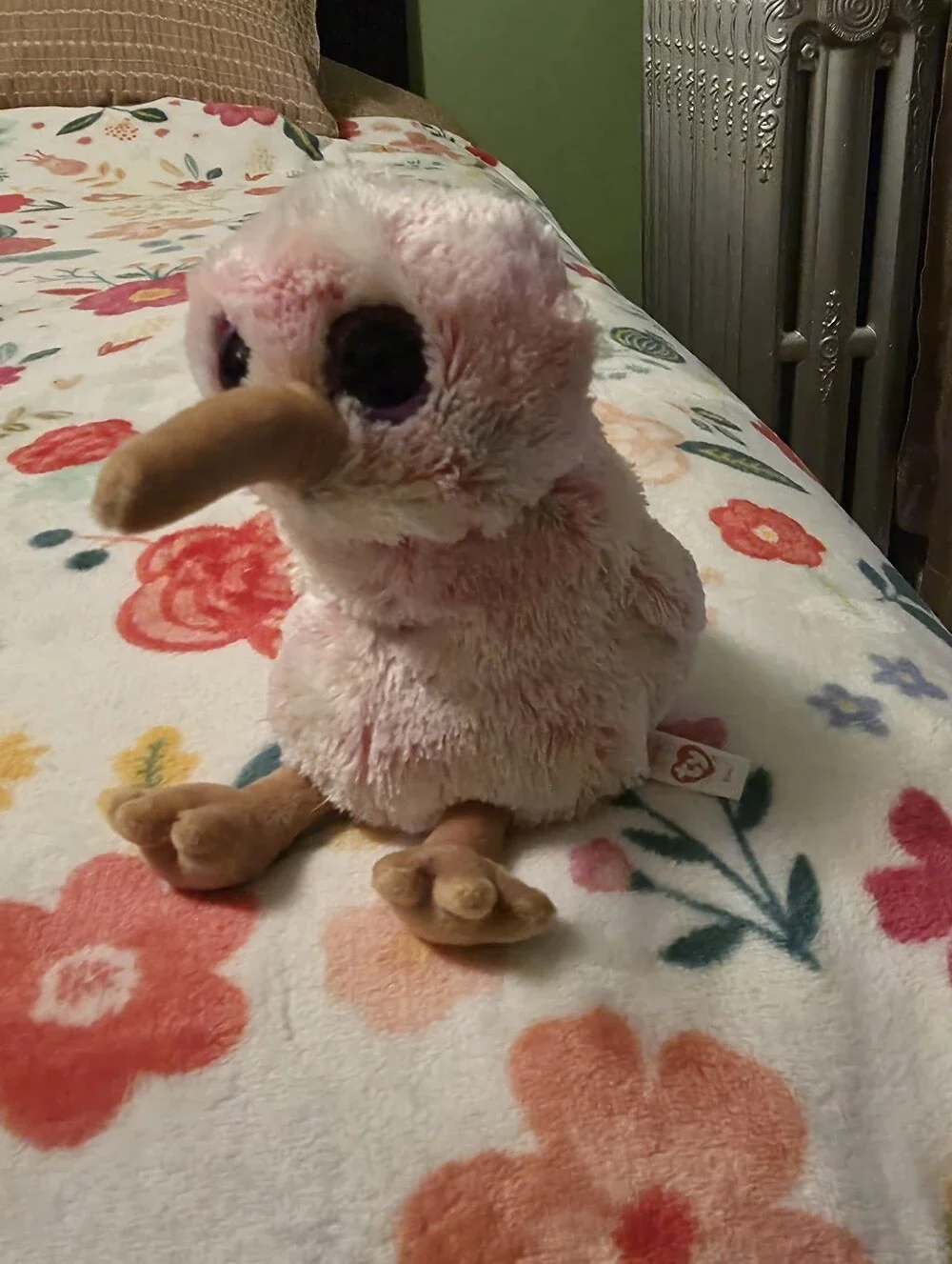 Ty Plush Pink Kiwi Bird Toy with Brown Beak & Feet